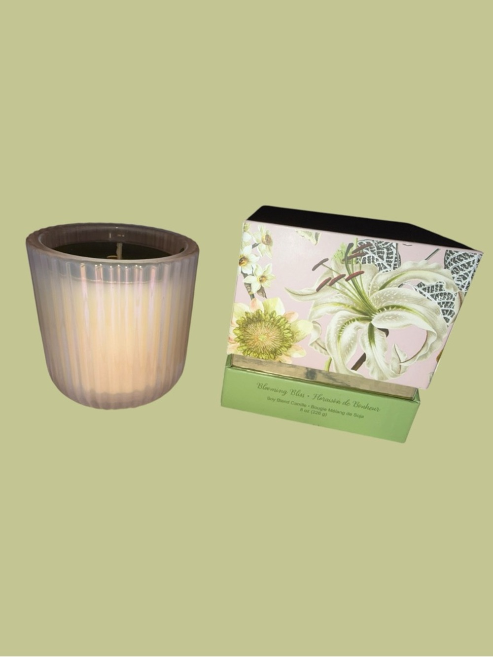 Blooming Bliss Scented Candle in Frosted Pink Glass - Unbranded